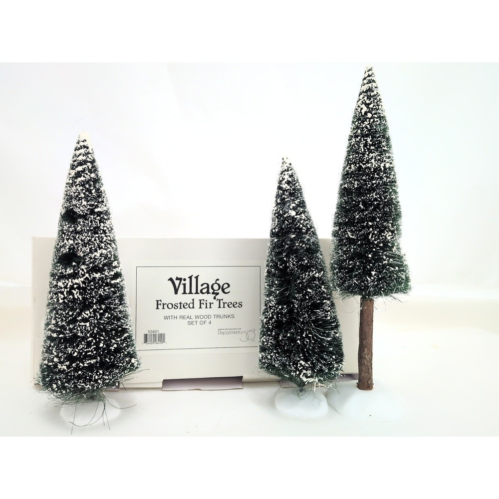 Dept 56 Village Frosted Fir Spruce Christmas Tree with Real Wood Trunk